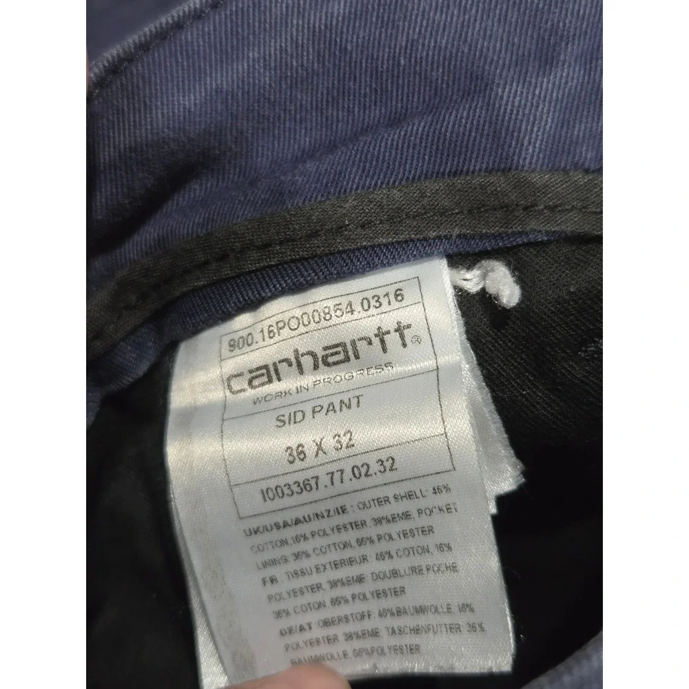 Carhartt WIP Sid Pant Mens 36x32 Navy Blue Slim Tapered Chino Trousers